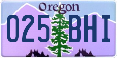 OR license plate 025BHI