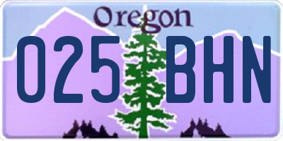OR license plate 025BHN