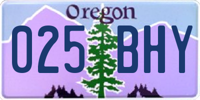 OR license plate 025BHY
