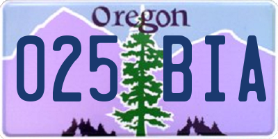 OR license plate 025BIA