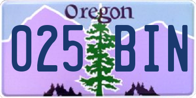 OR license plate 025BIN