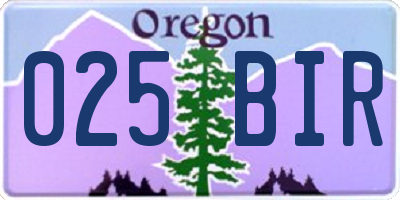 OR license plate 025BIR