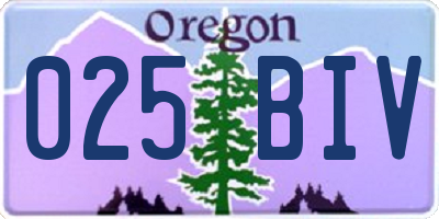 OR license plate 025BIV