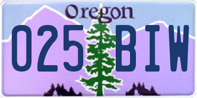 OR license plate 025BIW