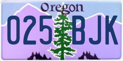 OR license plate 025BJK