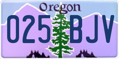 OR license plate 025BJV