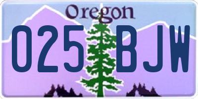 OR license plate 025BJW