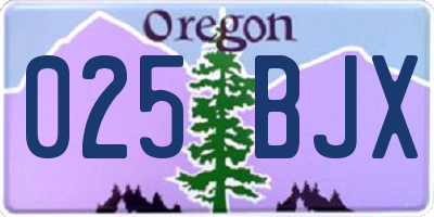 OR license plate 025BJX
