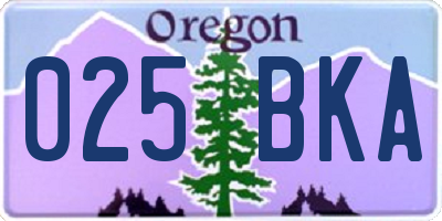 OR license plate 025BKA