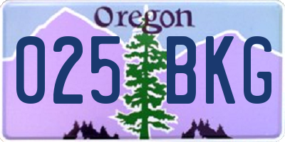 OR license plate 025BKG