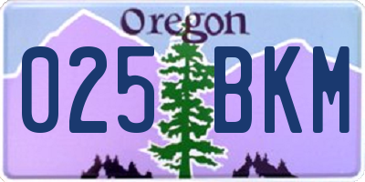 OR license plate 025BKM