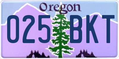 OR license plate 025BKT