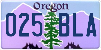 OR license plate 025BLA