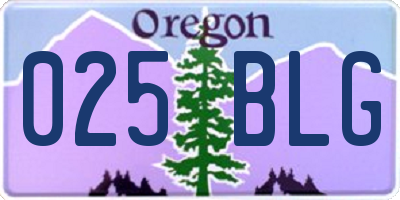 OR license plate 025BLG