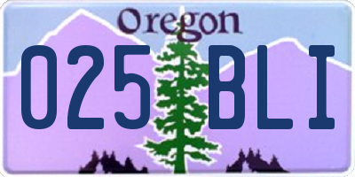 OR license plate 025BLI