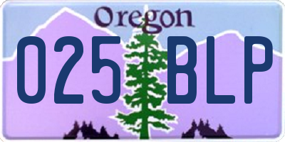 OR license plate 025BLP