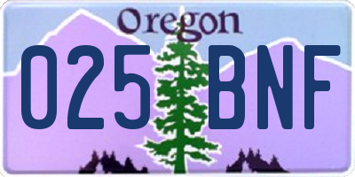 OR license plate 025BNF