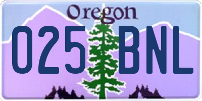 OR license plate 025BNL