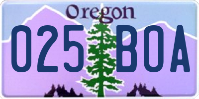OR license plate 025BOA