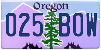 OR license plate 025BOW