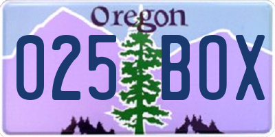 OR license plate 025BOX