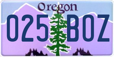 OR license plate 025BOZ