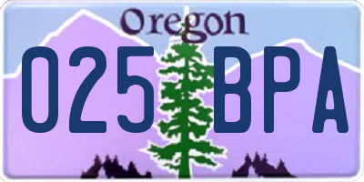OR license plate 025BPA