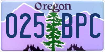 OR license plate 025BPC