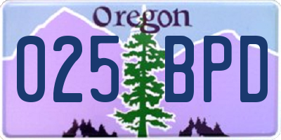 OR license plate 025BPD