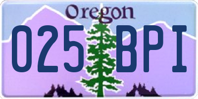 OR license plate 025BPI