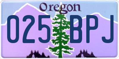 OR license plate 025BPJ