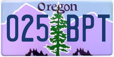 OR license plate 025BPT