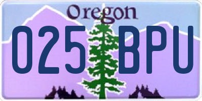 OR license plate 025BPU