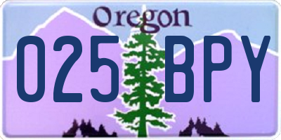 OR license plate 025BPY