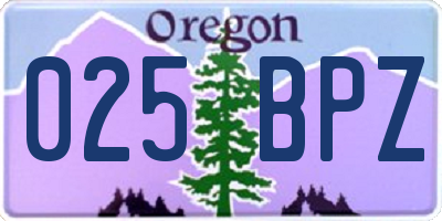 OR license plate 025BPZ