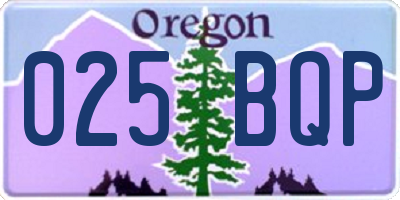 OR license plate 025BQP