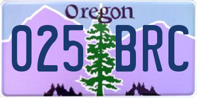 OR license plate 025BRC