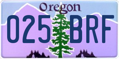 OR license plate 025BRF