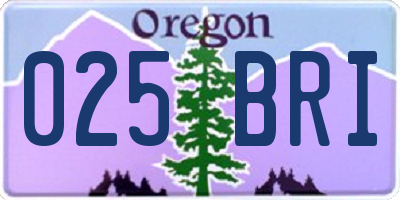 OR license plate 025BRI