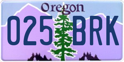 OR license plate 025BRK