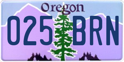 OR license plate 025BRN