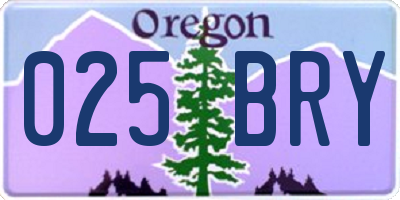 OR license plate 025BRY