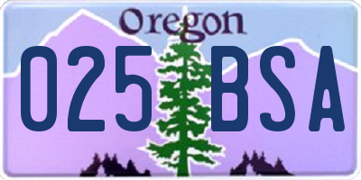 OR license plate 025BSA