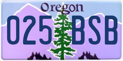 OR license plate 025BSB