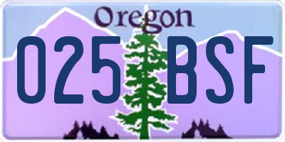 OR license plate 025BSF