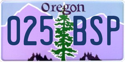 OR license plate 025BSP