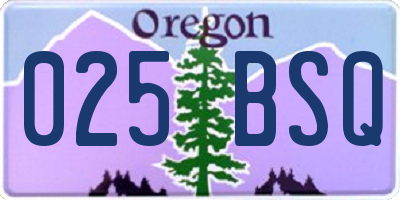 OR license plate 025BSQ