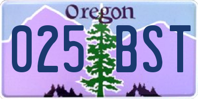 OR license plate 025BST