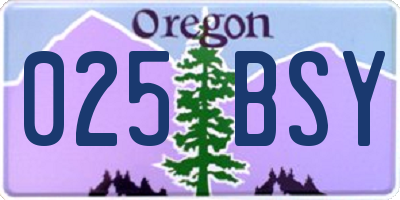 OR license plate 025BSY