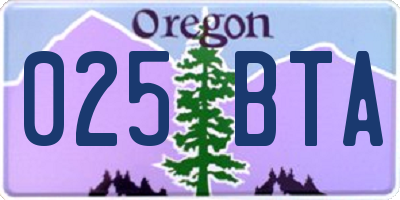 OR license plate 025BTA